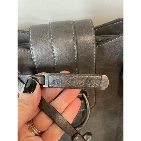 Simply Noelle Charcoal Gray Top Handle Purse Structured Hardware - Picture 5 of 14